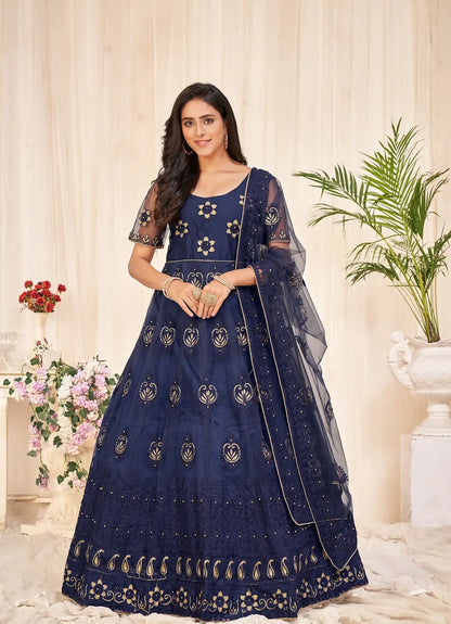 Elegant Embroidered Anarkali Suit with Designer Dupatta