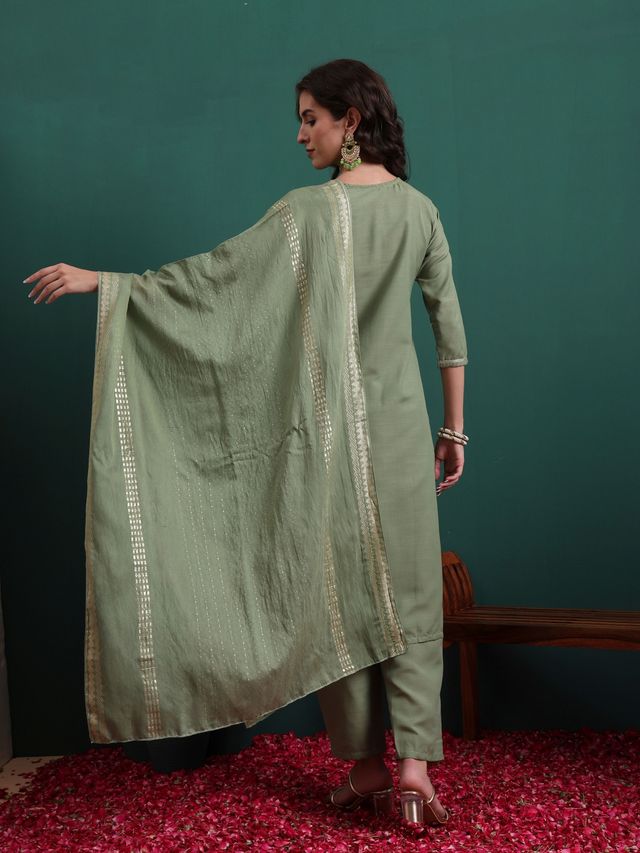 Green Color Beautiful Ethnic Suit For Classy Trendy Girl