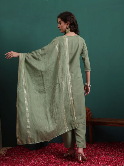 Green Color Beautiful Ethnic Suit For Classy Trendy Girl