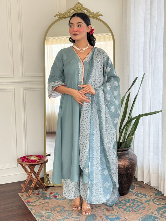 Green Color Rayon Fabric Designer Ethnic Readymade Kurta Set