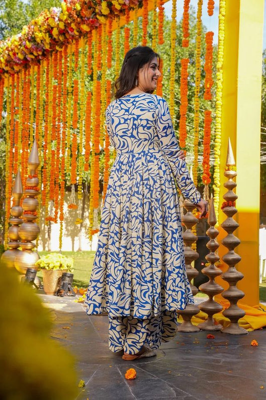 Designer Partywear Anarkali Style Top With Bottom For Graceful Looks