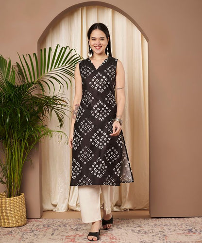 Black Color Cotton Fabric Designer Printed Stylish Formal Kurta