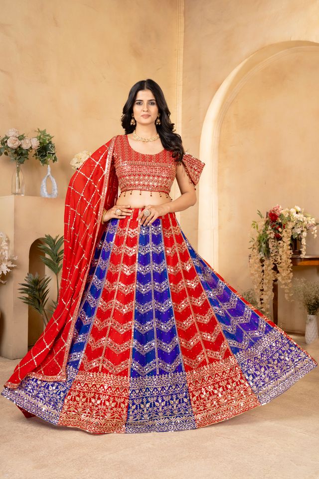 Intricate Floral Embroidery Lehenga