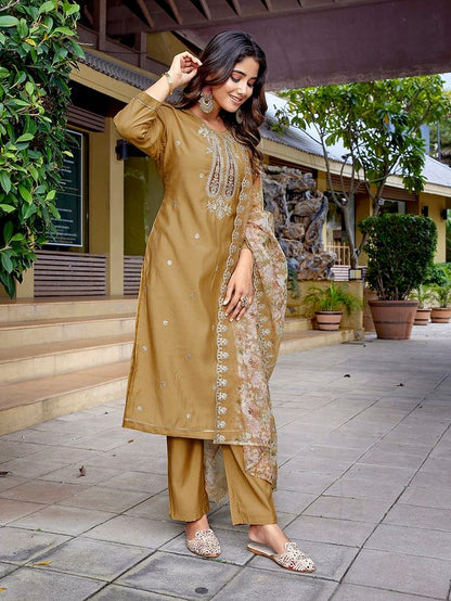 Chiku Color Stylish Partywear Readymade Ethnic Suit