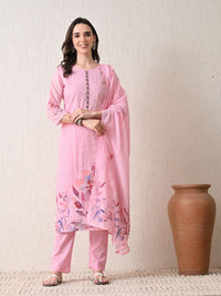 Pink Color Polyester Schfli Fabric Designer Partywear Readymade Suit