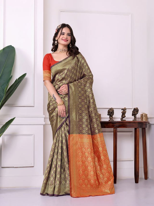 Purple Color Art Silk Fabric Woven Designer Traditional Rich Saree