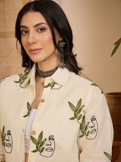 Beige Color Khadi Silk Fabric Designer Embroidered Co-ord Set 4148