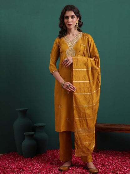 Mustard Color Beautiful Ethnic Suit For Classy Trendy Girl
