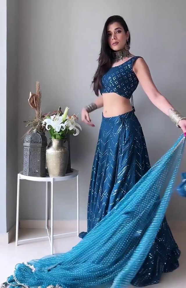 Party Wear Lehenga Choli with Embroidery HKV-003230 BLUE