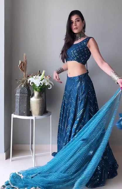 Party Wear Lehenga Choli with Embroidery HKV-003230 BLUE