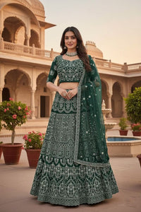 Zariya Turquoise Party Wear Lehenga HKV-002650 GREEN