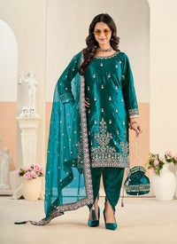 Festive Special Velvet Fabric Ethnic Embroidered Partywear Suit